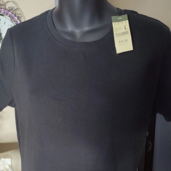 Eddie Bauer Black Crewneck  Short Sleeve Tee Shirt Black Size Large A12 - Picture 1 of 5